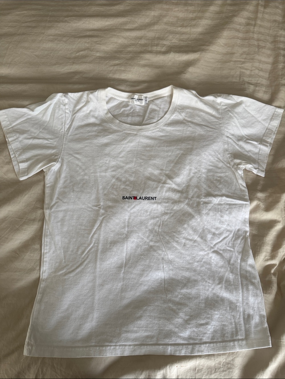 Saint Laurent White Logo Crewneck T-Shirt